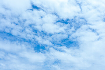 Beautiful Blue Sky with Fluffy White Cumulus Clouds Natural Weather Background