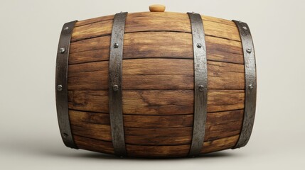 Old wooden barrel on light background