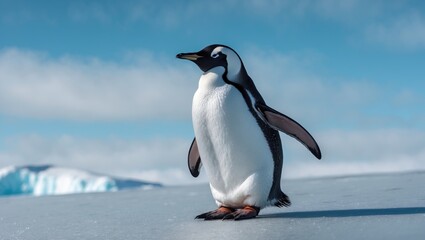 Obraz premium Emperor penguin on a snow hill