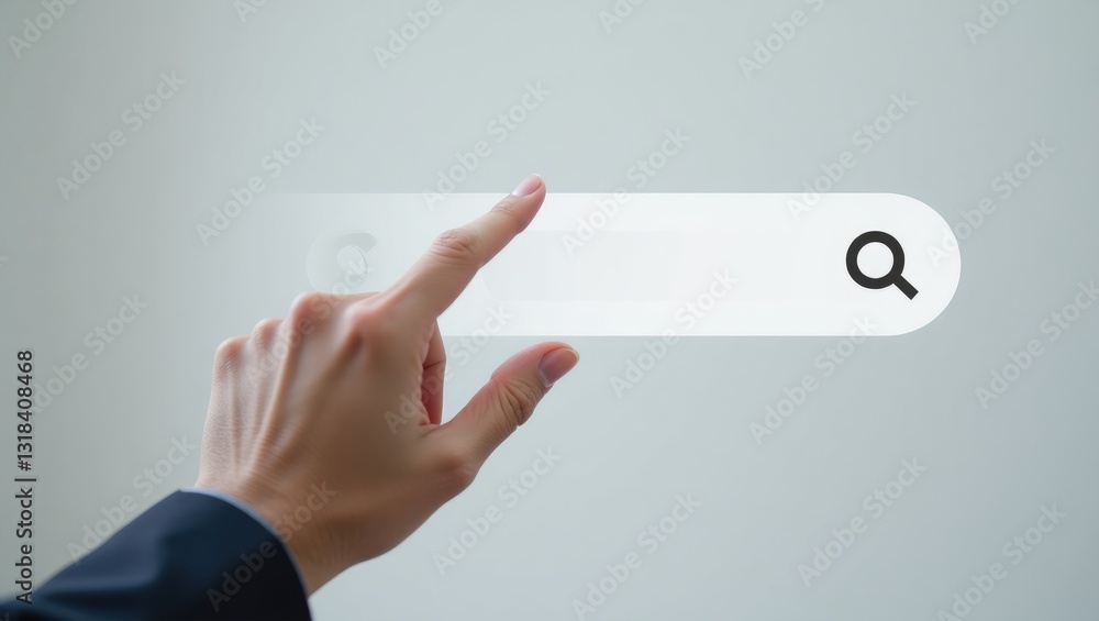 Fototapete searching for browsing data and information networking concept, businessman interacting with a searc