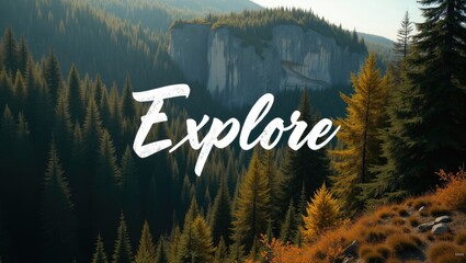 Background layout featuring wildlife and rocks with the word Explore.