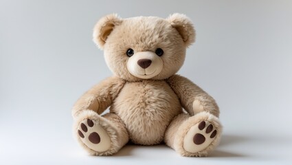 Cute Teddy Bear Encased Against White Background