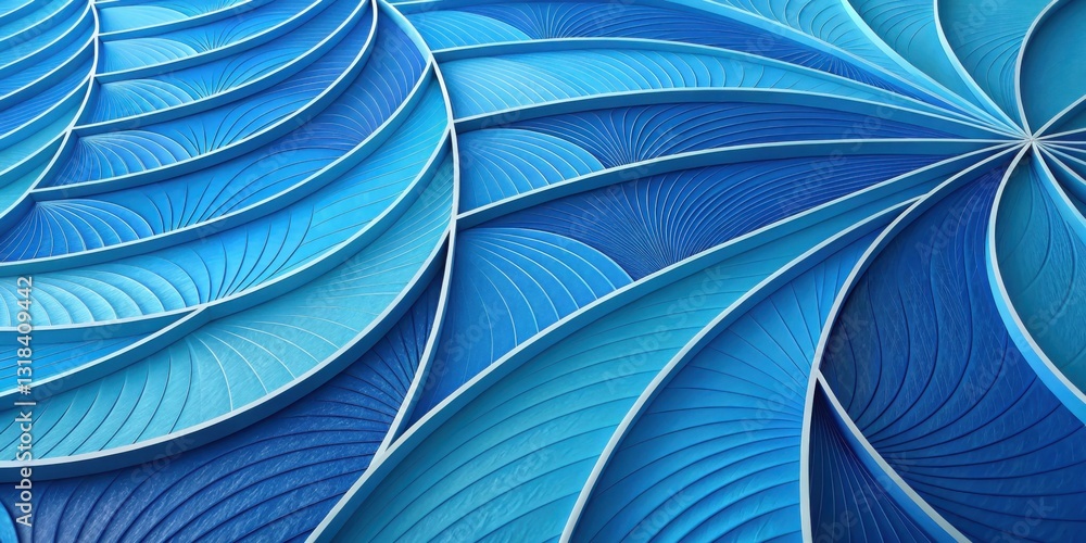 Poster Abstract Blue Curved Lines Intertwine to Form a Compelling and Visually Appealing Composition