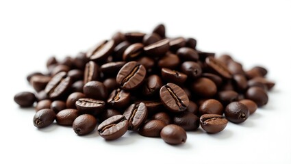 Coffee beans on a white background, isolated.