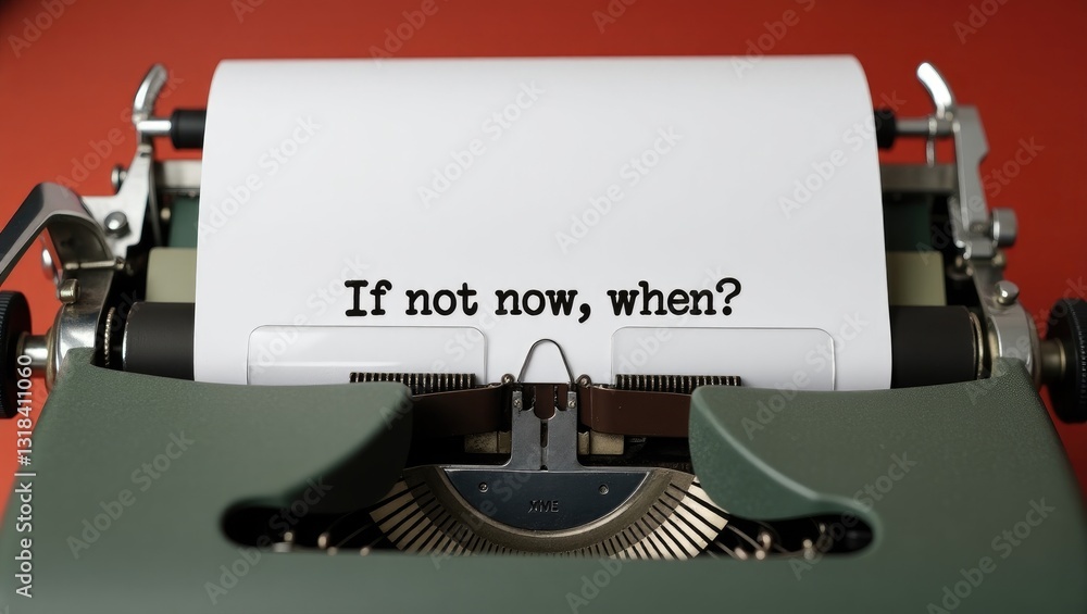 Fototapete concept image featuring the phrase if not now, when on an antique typewriter.