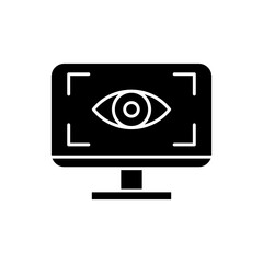 Computer vision solid icon design. Monitor with eye scan icon design