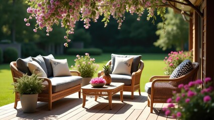 Paraphrased title: "Stylish garden furniture on the terrace of a home"