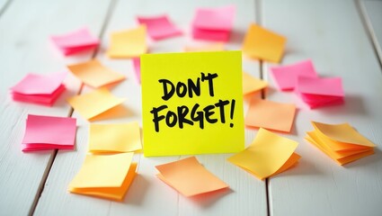 Don't forget reminder note on paper sticky notes