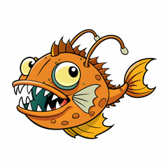 vector illustration of cartoon anglerfish