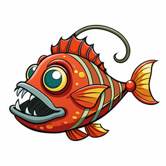 vector illustration of cartoon anglerfish