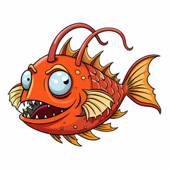 vector illustration of cartoon anglerfish