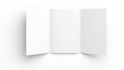 Empty tri-fold flyer isolated on a white background with a clipping path.