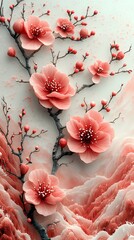 Traditional Chinese jade carving Plum blossom and snow illustration poster background