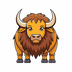 vector illustration of cartoon bison