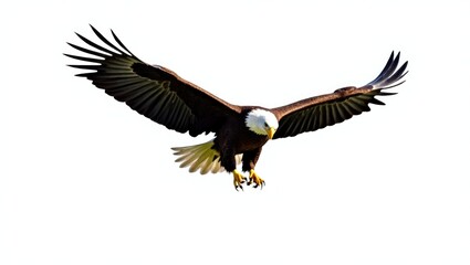 Obraz premium Bald Eagle in Flight against a White Background, Isolated