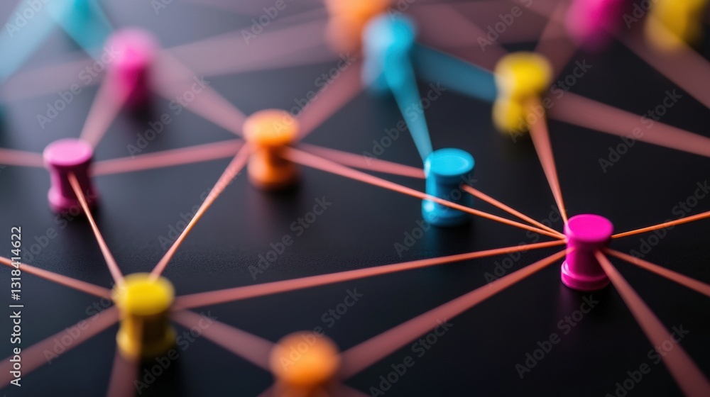 Poster abstract representation of digital connections with colorful lines intertwining and forming a comple