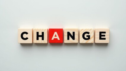 CHANGE and CHANCE concept. A single letter on wooden blocks transforms the word change into chance, attractive background. flat lay, copy space