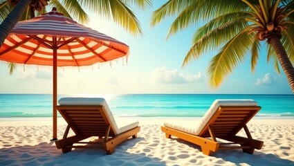 Obraz premium Stunning beach. Summer holiday and vacation concept backdrop. Inspirational tropical scenery design. Travel and tourism design.