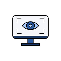 Computer vision filled outline icon design. Monitor with eye scan icon design