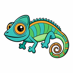 chameleon on white background