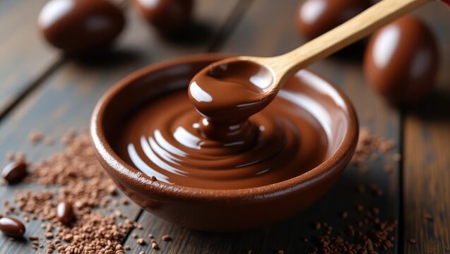 Chocolate Easter egg filled with chocolate sauce.