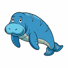 dugong cartoon vector