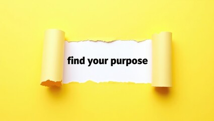 Text on torn paper that says "find your purpose." Concept image featuring the words "find your purpose" on a piece of paper.