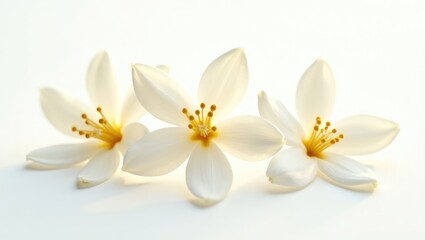 Fototapeta premium Jasmine flower in a beautiful arrangement on a white background, collage.