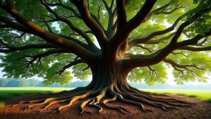 Giant Samanea saman tree. The tree that is a hundred years old.