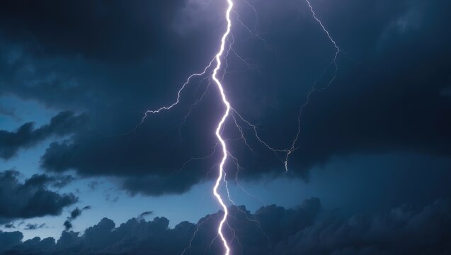 Breathtaking sight of electric firebolt striking down towards the ground.