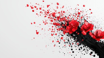 An abstract texture with layers of paint splatters, brushstrokes, and drips, creating a sense of movement and energy.