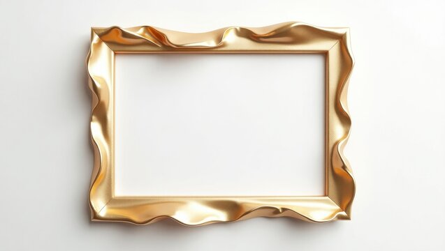 Gold (bronze) glitter empty frame on a background of paper. Abstract texture with copy space.