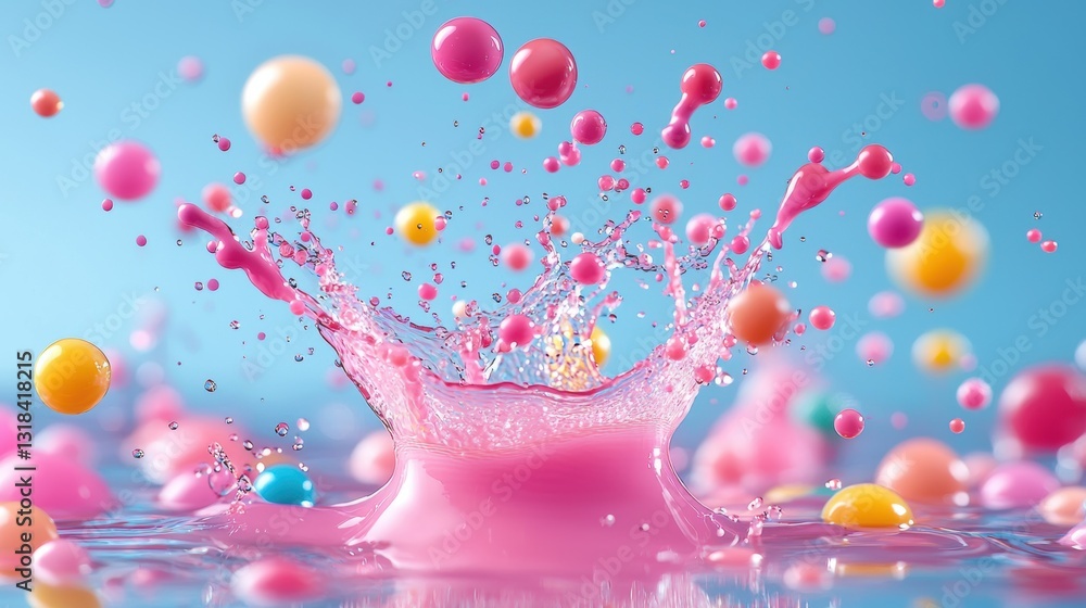 Poster a macro shot of colorful ink droplets suspended in water, forming intricate patterns and abstract sh