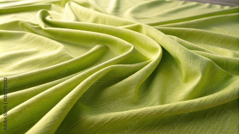 Poster The graceful curves of a soft, green fabric, creating a luxurious and inviting background for any design project.