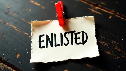 Writing "Enlisted" on a table background.