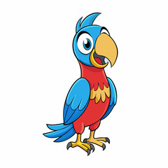 cartoon macaw on white