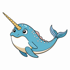 narwhal fish cartoon © misroprosad
