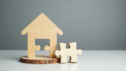 Puzzle house missing a piece. The acquisition or construction of a comfortable dream home. Mortgage loan for purchasing real estate. Arrangement of premises and repair. Availability and affordabili...