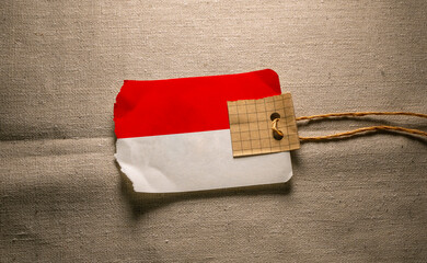 Cloth with a blank label and a flag of Indonesia 3D Rendering