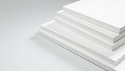 Obraz premium Background featuring layered panels of Styrofoam. Industrial manufacturing of foam insulation panels or boards. Building materials.
