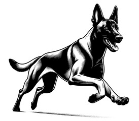 Hand drawn Malinois in full-body, vector sketch isolated on white background, SVG vector	