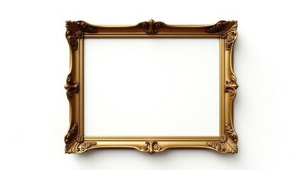 Gold vintage frame isolated on a white background.