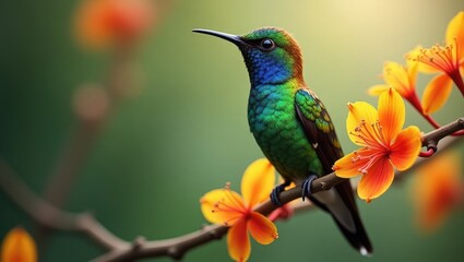 Fototapeta premium a stunning Hummingbird perched on a tree