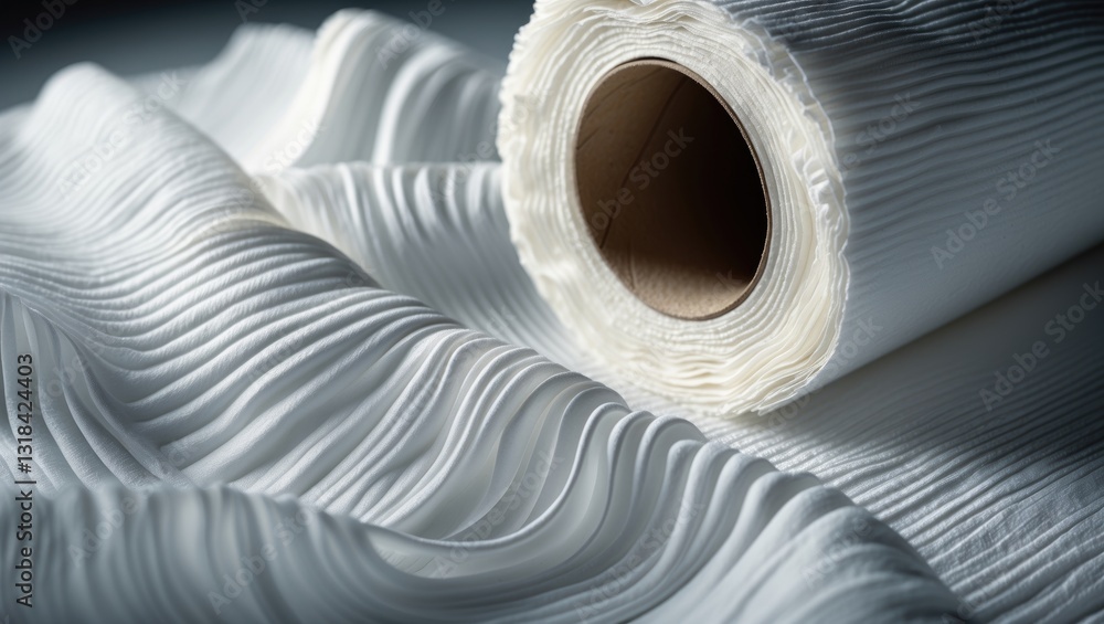 Poster the texture of the paper towel is evident as overlapping layers of soft white fibers form a rippled 