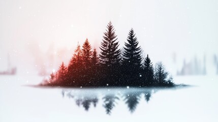 Fototapeta premium A landscape photograph with a dreamlike quality achieved through double exposures and soft focus, evoking a sense of wonder and surrealism.