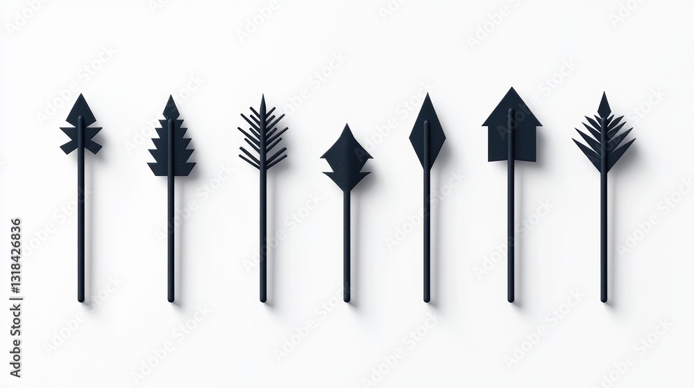 Poster a set of directional arrows pointing in all eight cardinal directions, with a subtle drop shadow eff