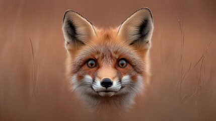 Obraz premium Close-Up Portrait of a Red Fox in Natural Habitat with Soft Focus Background