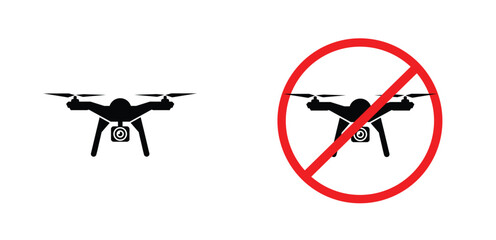 icon warning Do not Drone Zone black outline for web site design 
and mobile dark mode apps 
Vector illustration on a white background