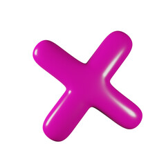 Fototapeta premium 3D Glossy Pink X Symbol with Soft Finish