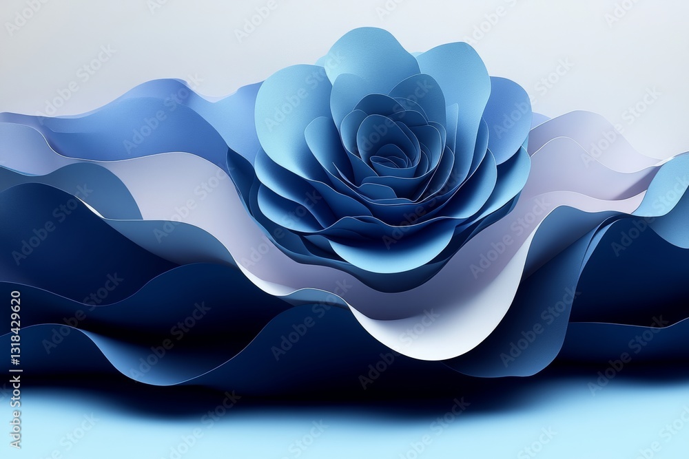 Poster the abstract backdrop showcases an enchanting mix of blue shades in a swirling design, creating an i
